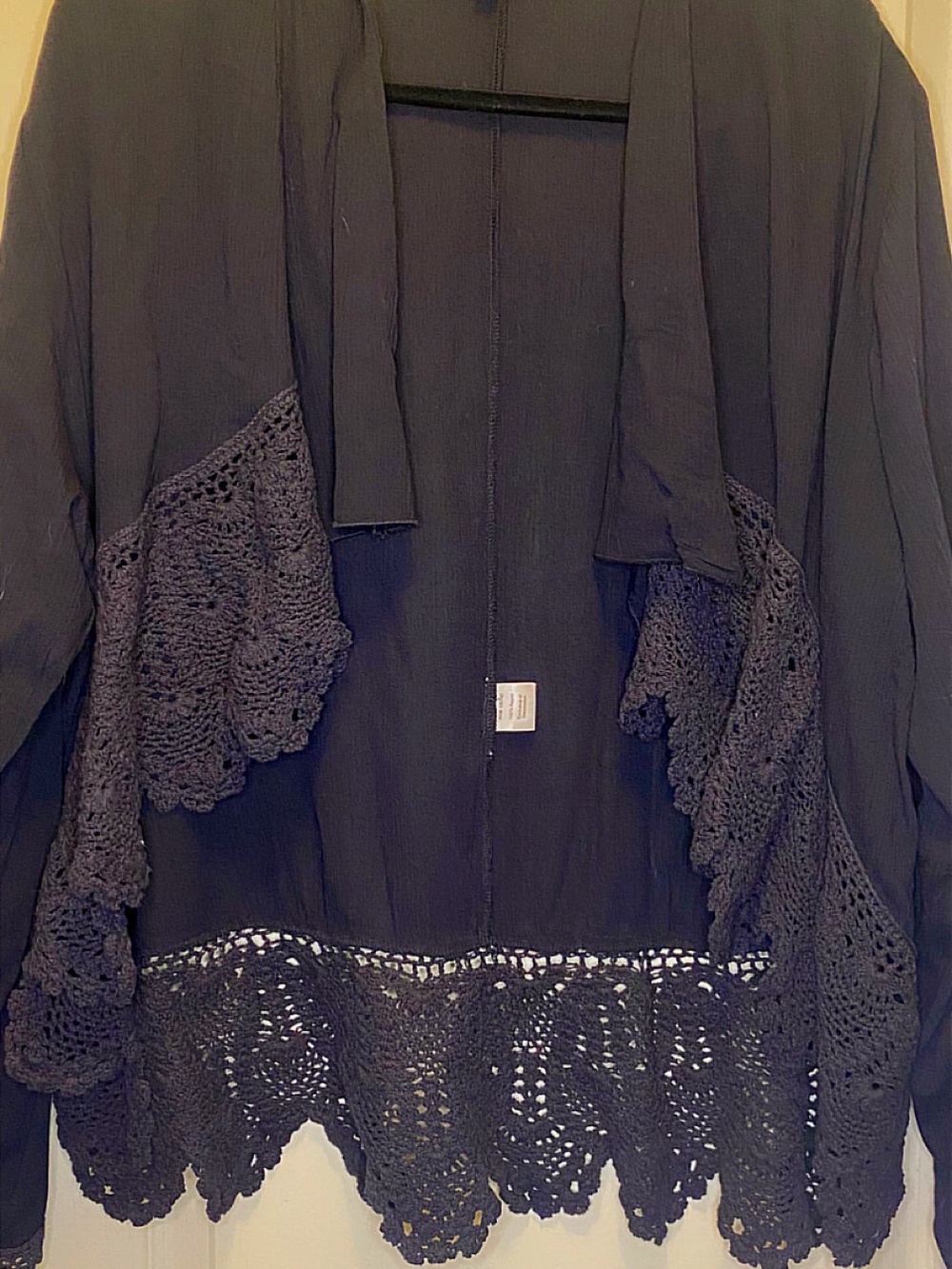 The Pyramid Collection Black Open Front Cardigan